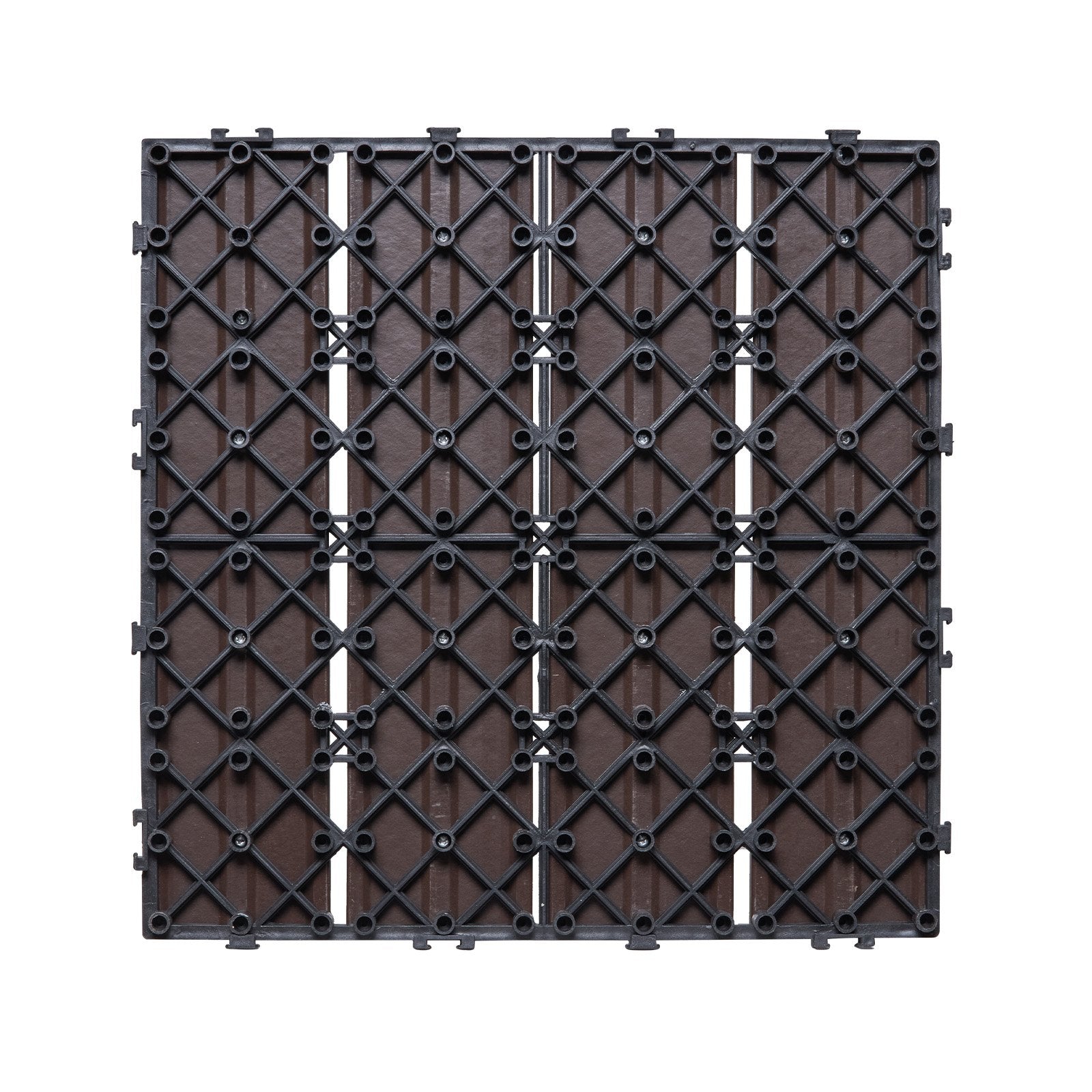 VEVOR Interlocking Deck Tiles Plastic Wood, 10 Pack, 12"x12" 10 sq. ft Waterproof Outdoor Flooring All Weather Use, Patio Floor Decking Covering Tiles for Porch Poolside Balcony Backyard, Dark Brown