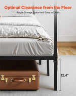VEVOR Full Size Canopy Bed Frame, Metal Canopy Bed with Four Posters Design, Heavy Duty Steel Slats Support, Underbed Storage Space, No Box Spring Needed, Easy Assembly, Black