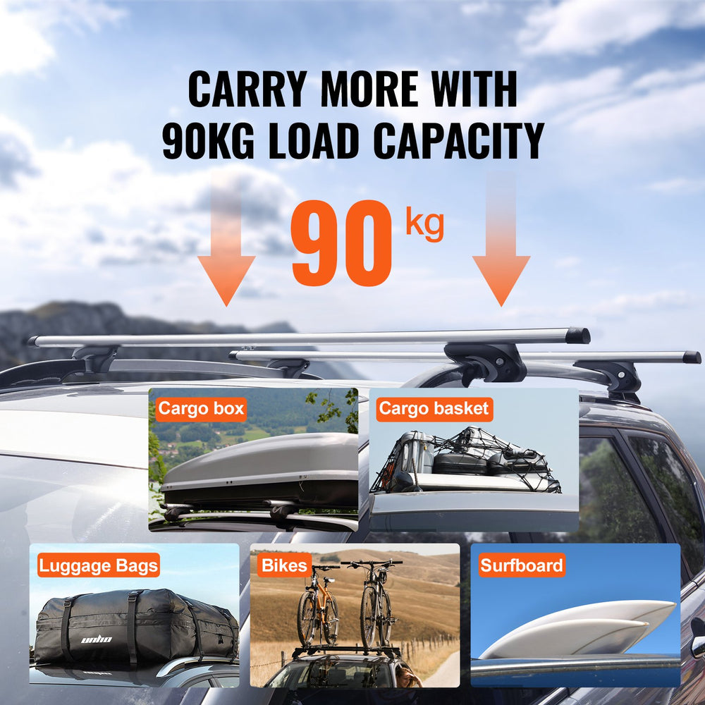 VEVOR Universal Roof Rack Crossbar 119.9 cm Length for Vehicle w/ Raised Side Rail