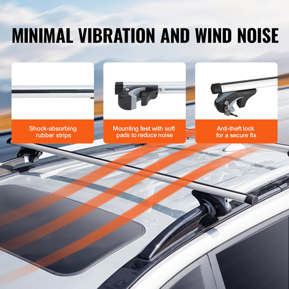 VEVOR Universal Roof Rack Crossbar 119.9 cm Length for Vehicle w/ Raised Side Rail