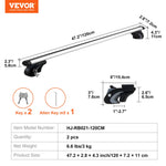 VEVOR Universal Roof Rack Crossbar 119.9 cm Length for Vehicle w/ Raised Side Rail