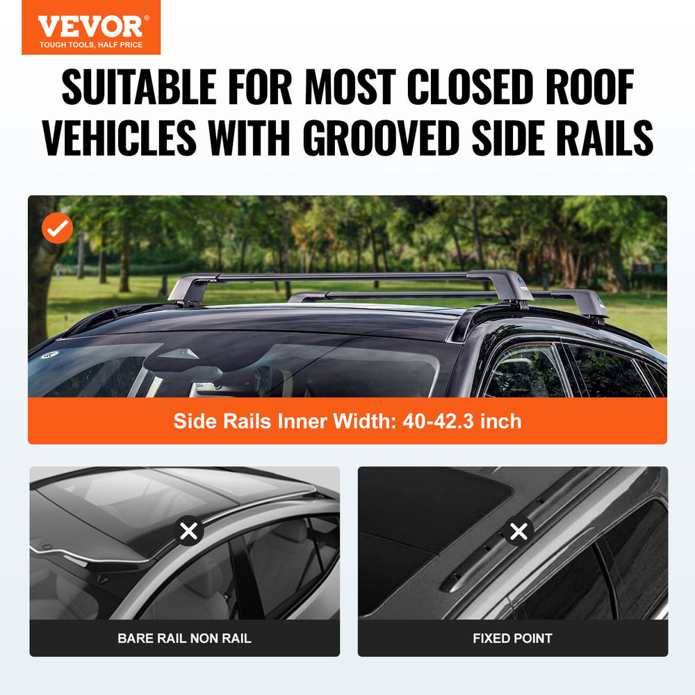 VEVOR Universal Roof Rack Crossbar Max 120.9 cm Fits Grooved Side Rails without Gap
