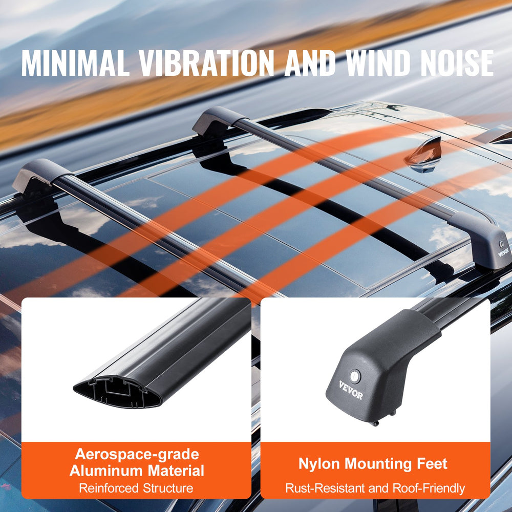 VEVOR Universal Roof Rack Crossbar Max 120.9 cm Fits Grooved Side Rails without Gap