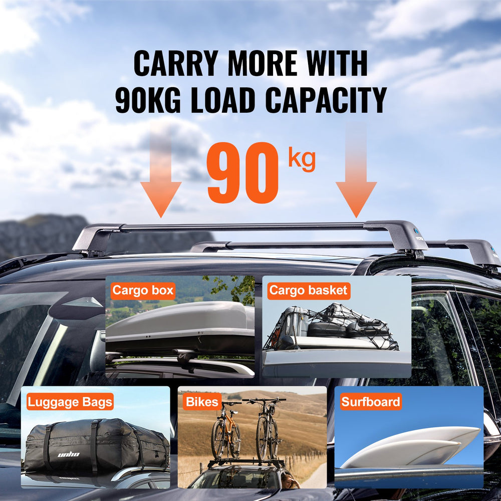 VEVOR Universal Roof Rack Crossbar Max 120.9 cm Fits Grooved Side Rails without Gap