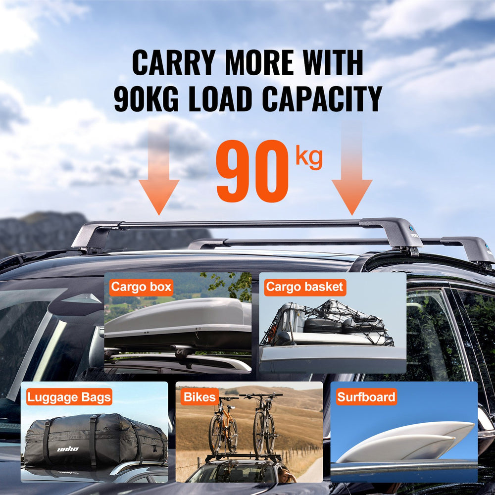 VEVOR Universal Roof Rack Crossbar Max 122.9 cm Fits Grooved Side Rails without Gap