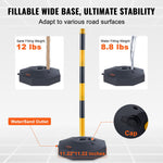 VEVOR Adjustable Traffic Delineator Post Cones, 6 Pack, Traffic Safety Delineator Barrier with Fillable Base 2.44 m Chain, for Traffic Control Warning Parking Lot Construction Caution Roads, Yellow & Black