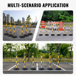 VEVOR Adjustable Traffic Delineator Post Cones, 6 Pack, Traffic Safety Delineator Barrier with Fillable Base 2.44 m Chain, for Traffic Control Warning Parking Lot Construction Caution Roads, Yellow & Black