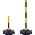VEVOR Adjustable Traffic Delineator Post Cones, 6 Pack, Traffic Safety Delineator Barrier with Fillable Base 2.44 m Chain, for Traffic Control Warning Parking Lot Construction Caution Roads, Yellow & Black