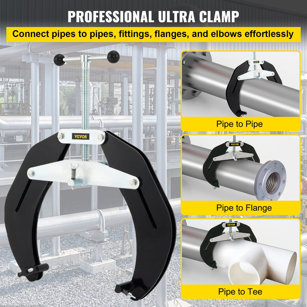 VEVOR Ultra Clamp, 5 to 12 In Diameter, High Strength Pipe Clamp with Quick Acting Screws, Steel Pipe Alignment Tool with Lightweight Design, Black