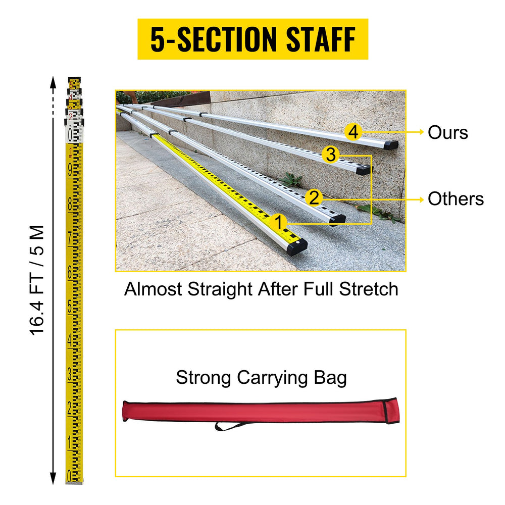 VEVOR  Red Rotary Laser Level Self Leveling Measuring Automatic Self-leveling laser level 360-degree Rotary Scanning 500m + Tripod + 5m Staff