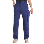 VEVOR FR Pants for Men, 100% Cotton, Flame-Resistant Cargo Pants with Multi-Pockets and Elastic Waist, Reinforced Tear-proof Stitching, Ideal for Welding Work and Casual Wear, L Size, Dark Blue