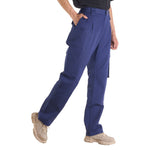 VEVOR FR Pants for Men, 100% Cotton, Flame-Resistant Cargo Pants with Multi-Pockets and Elastic Waist, Reinforced Tear-proof Stitching, Ideal for Welding Work and Casual Wear, L Size, Dark Blue