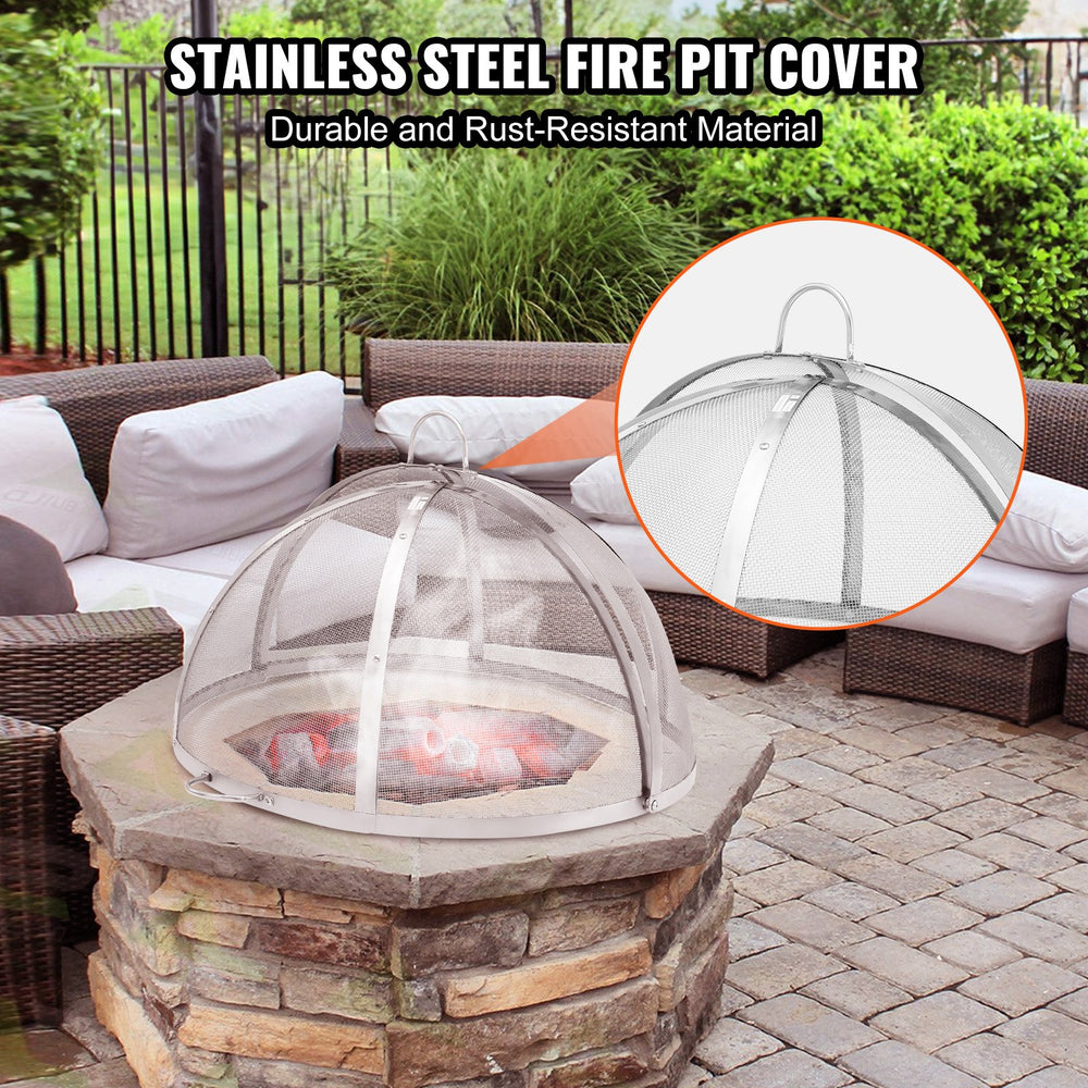 VEVOR Firepit Spark Screen Lid, 914.4mm Diameter, Outdoor Firepit Ring Cover Round Accessories, Fire Pit Metal Cover, Easy-Opening Stainless Steel Fire Ring Covers for Outdoor Patio Fire Pits Backyard