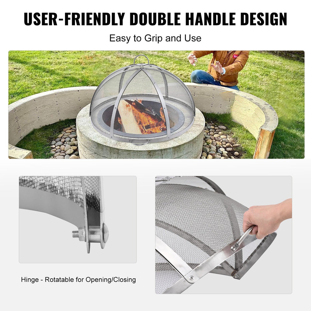 VEVOR Firepit Spark Screen Lid, 914.4mm Diameter, Outdoor Firepit Ring Cover Round Accessories, Fire Pit Metal Cover, Easy-Opening Stainless Steel Fire Ring Covers for Outdoor Patio Fire Pits Backyard
