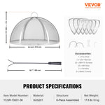 VEVOR Firepit Spark Screen Lid, 914.4mm Diameter, Outdoor Firepit Ring Cover Round Accessories, Fire Pit Metal Cover, Easy-Opening Stainless Steel Fire Ring Covers for Outdoor Patio Fire Pits Backyard