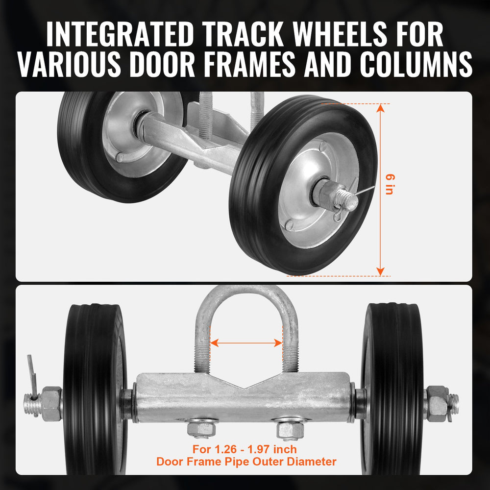 VEVOR Sliding Gate Kit, 6” Rolling Gate Hardware Kit, Universal Sliding Gate Rollers Track Wheels, Heavy Duty Sliding Gate Guide Roller for Sliding Gates and Rolling Door,600 lbs Max. Load,Black