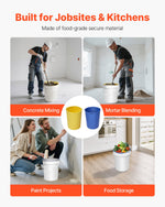 VEVOR 2 Pcs 18.9L Bucket Liner for Concrete Mix, Reusable Silicone Mortar Bucket Liner for Thinset Paint Concrete Epoxy Mixing, Heavy-duty Grout Mixer Insert with Measurements, Blue & Yellow