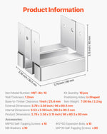 VEVOR 4x4 Post Base 10 Pcs, Inner Size 3.53x3.56inch/89.6x90.5mm Concrete Post Anchor, Heavy-Duty Zinc-Plated Carbon Steel Posts Brackets with 1 Inch Standoff Elevation, for Concrete Pergolas Patios