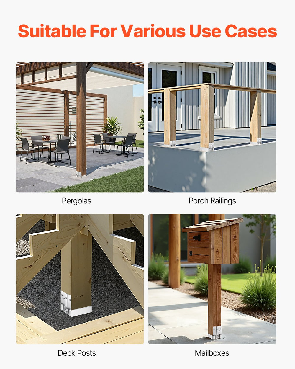 VEVOR 6x6 Post Base 10 Pcs, Inner Size 5.49x5.57inch/139.5x141.5mm Concrete Post Anchor, Heavy-Duty Zinc-Plated Carbon Steel Posts Brackets with 1 Inch Standoff Elevation, for Concrete Pergolas Patio