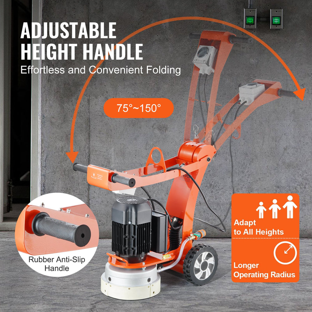 VEVOR Concrete Floor Grinder 10"/25.4 cm Walk-Behind Polisher 3.0HP Adjustable Machine