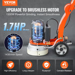VEVOR Concrete Floor Grinder 10"/25.4 cm Walk-Behind Polisher 3.0HP Adjustable Machine