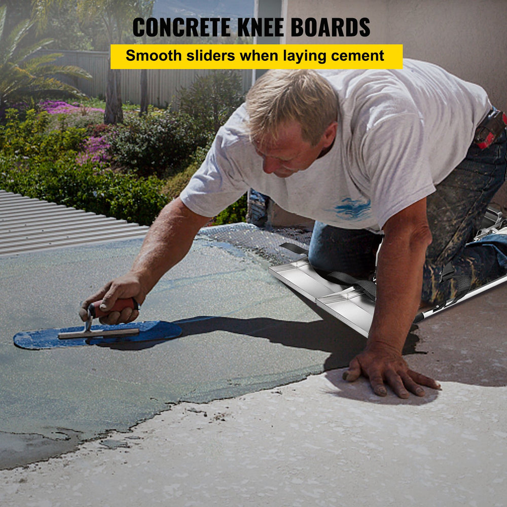 VEVOR Concrete Knee Boards 30'' x 8'' Slider Knee Boards, Kneeler Board Stainless Steel Kneeboards, Concrete Sliders Pair Moving Sliders, with Concrete Board Straps for Cement and Concrete Finishi