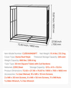 VEVOR Firewood Rack with Sloped Roof, 1.85m Outdoor Firewood Holder, 1/4 Cord Log Storage Shed, 299kg Max Weight Capacity, Powder-Coated Metal Wood Storage Rack for Fireplace Deck Backyard Garden