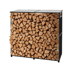 VEVOR Firewood Rack with Sloped Roof, 1.85m Outdoor Firewood Holder, 1/4 Cord Log Storage Shed, 299kg Max Weight Capacity, Powder-Coated Metal Wood Storage Rack for Fireplace Deck Backyard Garden