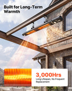 VEVOR Infrared Heater 3000W Electric Space Heater with WiFi Control Black, Remote & Mechanical Switch, 3 Heat Settings, Aluminum Alloy, IP55 Water-Resistant for Patios, Backyards, Balconies Outdoor