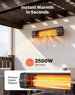 VEVOR Infrared Heater 2500W Electric Space Heater 3 Heat Settings Black, Remote & Panel Control, 24 Hours Timer, Premium PP Material, Even Warmth for Patios, Backyards, Balconies Outdoor Use