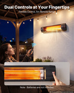 VEVOR Infrared Heater 2500W Electric Space Heater 3 Heat Settings Black, Remote & Panel Control, 24 Hours Timer, Premium PP Material, Even Warmth for Patios, Backyards, Balconies Outdoor Use