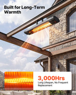 VEVOR Infrared Heater 2500W Electric Space Heater 3 Heat Settings Black, Remote & Panel Control, 24 Hours Timer, Premium PP Material, Even Warmth for Patios, Backyards, Balconies Outdoor Use