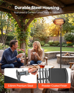 VEVOR Infrared Heater 2000W Electric Space Heater Pull-Chain Control Black, 3 Heat Settings, Premium Cold-Rolled Steel, Adjustable Height, Even Warmth for Patios, Backyards, Balconies Outdoor Use