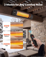 VEVOR Infrared Heater 2500W Electric Space Heater with Tripod Remote Black, 3 Heat Settings, Panel Control, 24-Hour Timer, Premium PP Material, Even Warmth for Patios, Backyards, Balconies Outdoor Use
