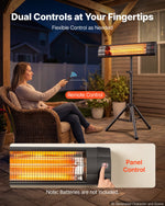 VEVOR Infrared Heater 2500W Electric Space Heater with Tripod Remote Black, 3 Heat Settings, Panel Control, 24-Hour Timer, Premium PP Material, Even Warmth for Patios, Backyards, Balconies Outdoor Use