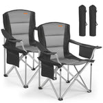 VEVOR Oversized Camping Chairs, 204 kg Heavy Duty Support, Portable Folding Camp Chairs with Padded Backrest & Armrests, Cup Holder & Side Pocket, Cooler Bag, Carry Bags for Outdoor, Fishing, 2 Pack