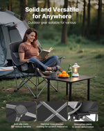 VEVOR Oversized Camping Chairs, 204 kg Heavy Duty Support, Portable Padded Folding Camp Chairs with Dual Cup Holders & Wine Glass Holders, Carry Bag for Outdoor, Fishing, Black & Gray, 1 Pack