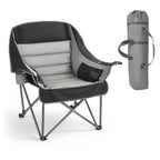 VEVOR Oversized Camping Chairs, 204 kg Heavy Duty Support, Portable Padded Folding Camp Chairs with Dual Cup Holders & Wine Glass Holders, Carry Bag for Outdoor, Fishing, Black & Gray, 1 Pack