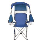 VEVOR Camping Chair with Canopy Shade, Folding Beach Chair with Canopy & Magazine Pocket, 2 Cup Holders, 150 kg Heavy Duty Support, Carry Bags for Outdoor, Camp, Fishing, Tailgates, Deep Blue