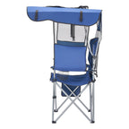 VEVOR Camping Chair with Canopy Shade, Folding Beach Chair with Canopy & Magazine Pocket, 2 Cup Holders, 150 kg Heavy Duty Support, Carry Bags for Outdoor, Camp, Fishing, Tailgates, Deep Blue