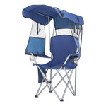 VEVOR Camping Chair with Canopy Shade, Folding Beach Chair with Canopy & Magazine Pocket, 2 Cup Holders, 150 kg Heavy Duty Support, Carry Bags for Outdoor, Camp, Fishing, Tailgates, Deep Blue