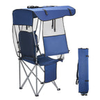 VEVOR Camping Chair with Canopy Shade, Folding Beach Chair with Canopy & Magazine Pocket, 2 Cup Holders, 150 kg Heavy Duty Support, Carry Bags for Outdoor, Camp, Fishing, Tailgates, Deep Blue