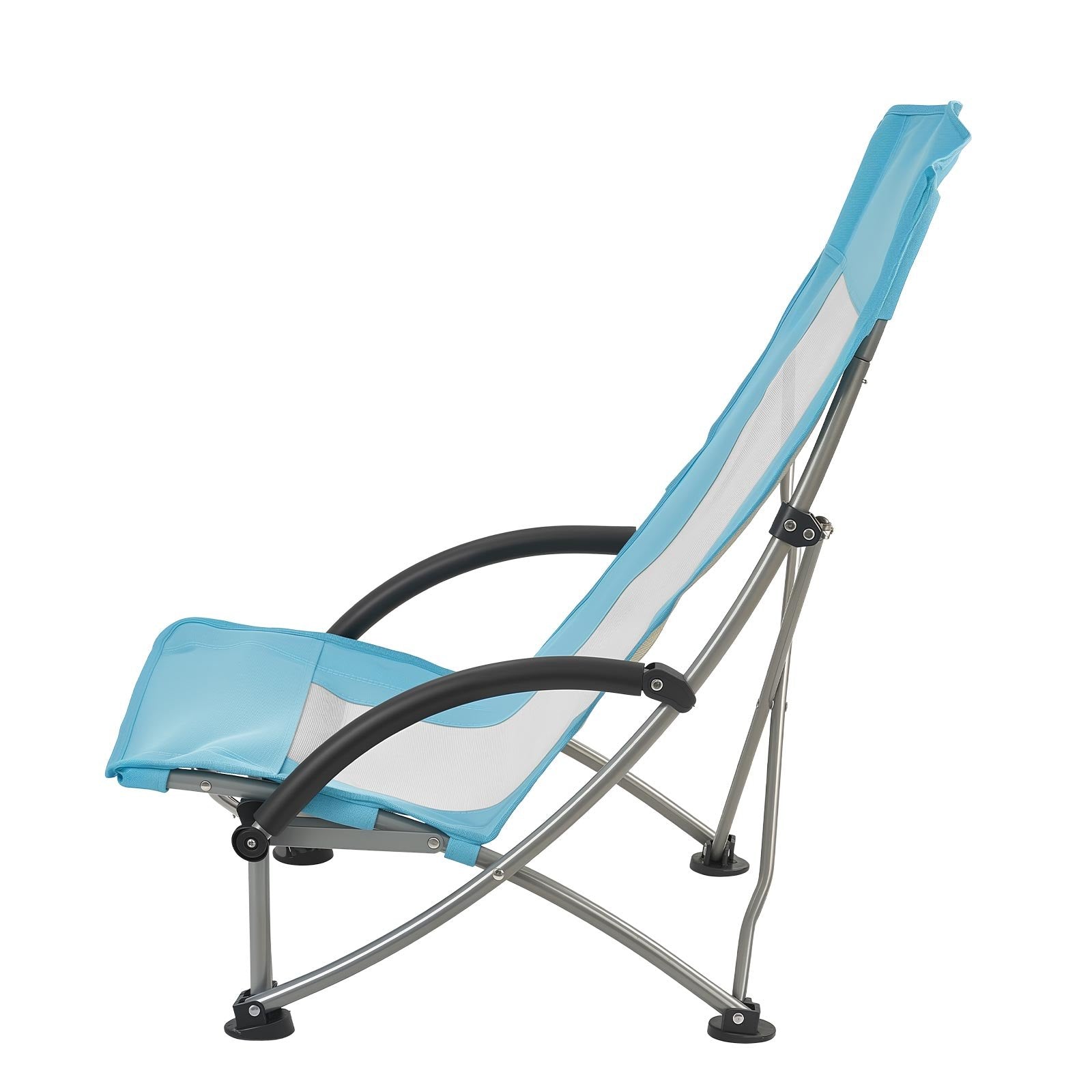 VEVOR Folding Beach Chair, High Back Camping Chairs for Adults, with Cup Pocket, Mesh Back, Carry Bag, Portable Extra Wide Seat Chair 150 kg Heavy Duty Support, for Outdoor, Camp, Light Blue