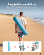 VEVOR Folding Beach Chair, High Back Camping Chairs for Adults, with Cup Pocket, Mesh Back, Carry Bag, Portable Extra Wide Seat Chair 150 kg Heavy Duty Support, for Outdoor, Camp, Light Blue, 2 Pack