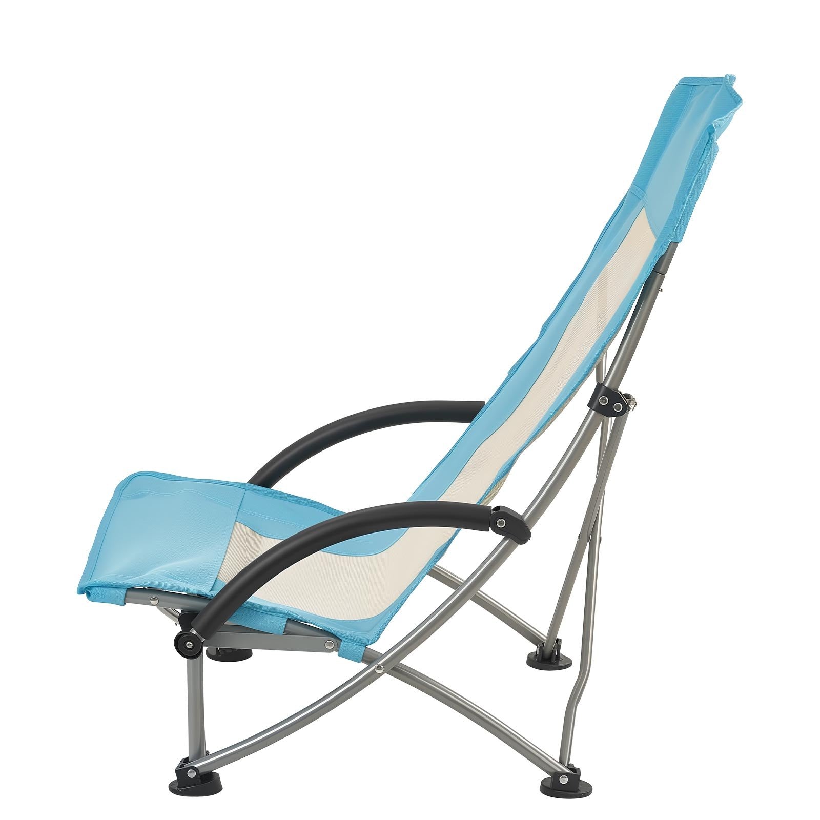 VEVOR Folding Beach Chair, High Back Camping Chairs for Adults, with Cup Pocket, Mesh Back, Carry Bag, Portable Extra Wide Seat Chair 150 kg Heavy Duty Support, for Outdoor, Camp, Light Blue, 2 Pack