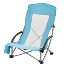 VEVOR Folding Beach Chair, High Back Camping Chairs for Adults, with Cup Pocket, Mesh Back, Carry Bag, Portable Extra Wide Seat Chair 150 kg Heavy Duty Support, for Outdoor, Camp, Light Blue, 2 Pack