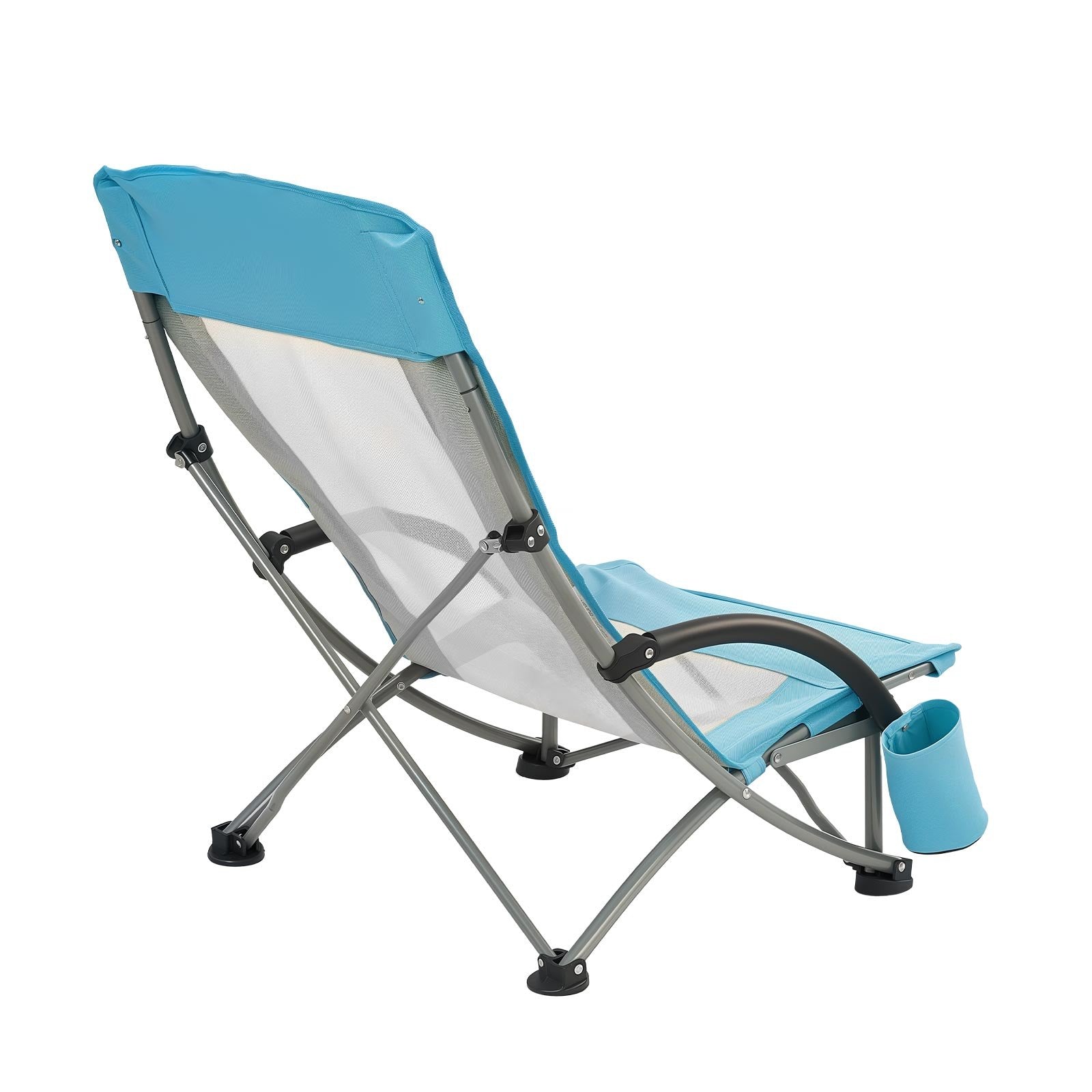 VEVOR Folding Beach Chair, High Back Camping Chairs for Adults, with Cup Pocket, Mesh Back, Carry Bag, Portable Extra Wide Seat Chair 150 kg Heavy Duty Support, for Outdoor, Camp, Light Blue, 2 Pack