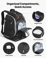 VEVOR Ski Boot Bag Snowboard Boots Travel Backpack 55L Waterproof Oxford Black