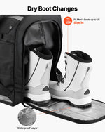VEVOR Ski Boot Bag Snowboard Boots Travel Backpack 55L Waterproof Oxford Black
