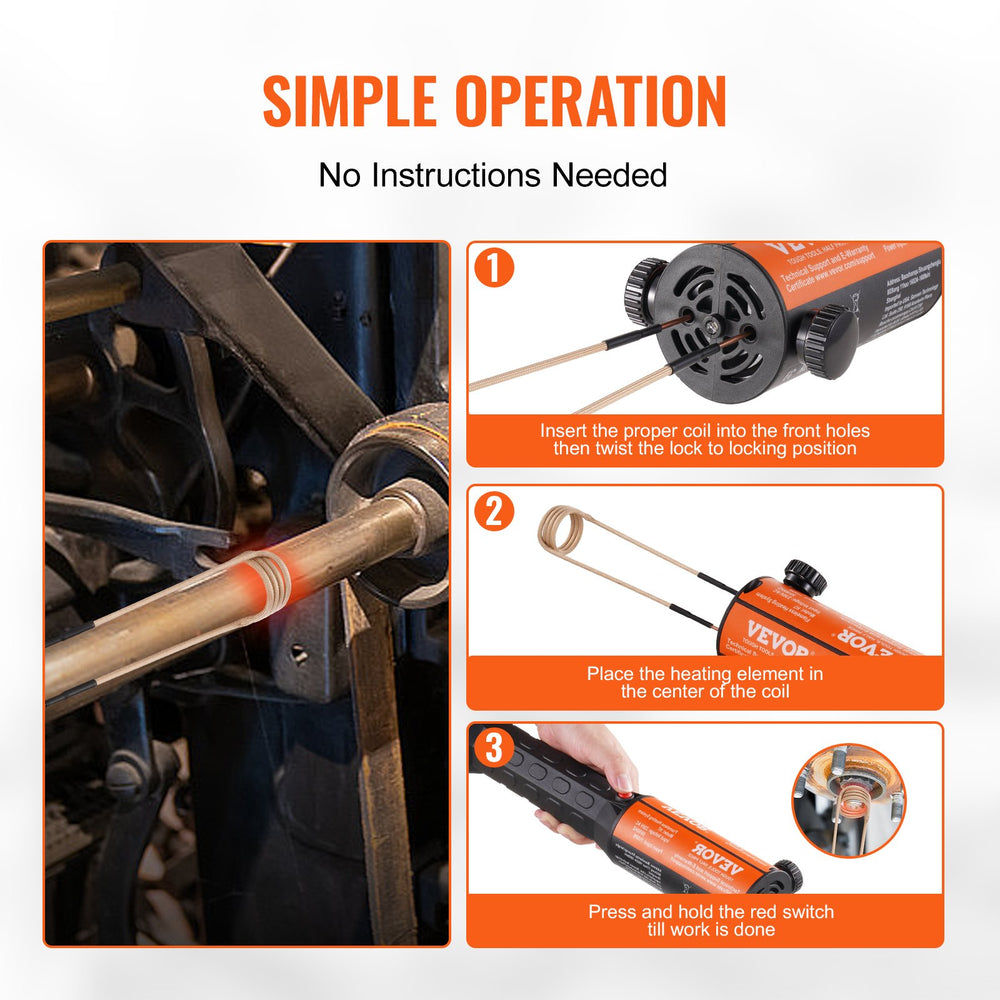 VEVOR Magnetic Induction Heater Kit, 1000w Induction Heater Hand-held, Bolt Induction Heater with 8PCS Induction Coils, 220V Flameless Induction Heater Bolt Remover for Removing Rusty Bolts and Nuts